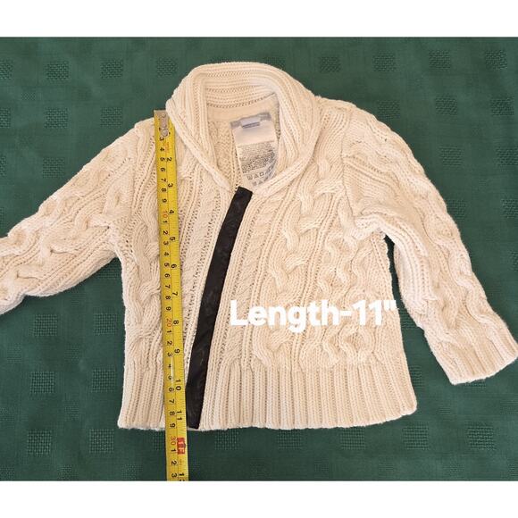 Banana Republic Baby Cableknit Sweater 6-12 Months Fisherman Cream Zip Up Mini - Picture 8 of 11